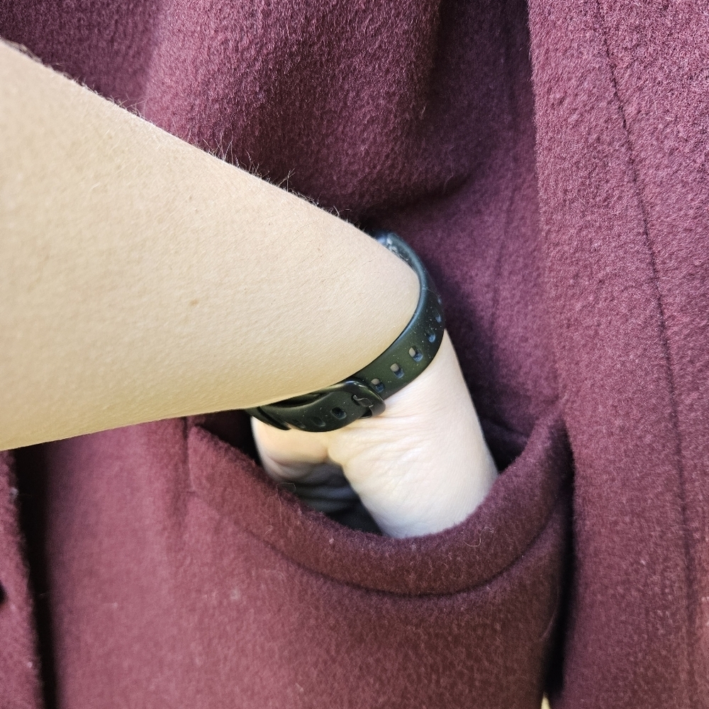 LRL Ralph Lauren wool blend single breasted mid-length coat burgundy size 8 - Picture 4 of 8